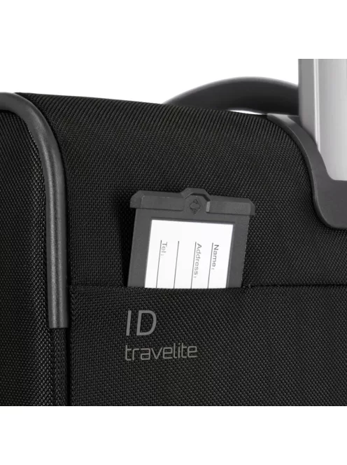 Travelite Crosslite M fekete bővíthető közepes méretű bőrönd 