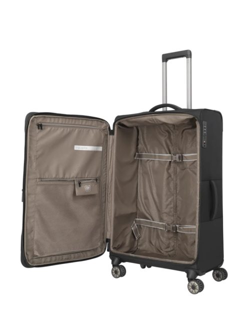 Travelite Crosslite L fekete bővíthető nagy méretű bőrönd