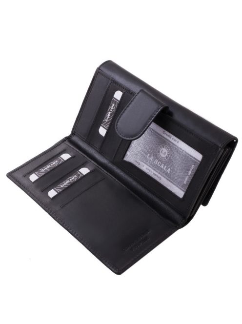 La Scala CVF155 fekete hátul kártyatartós bőr női pénztárca