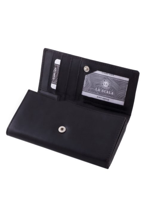 La Scala CVF155 fekete hátul kártyatartós bőr női pénztárca