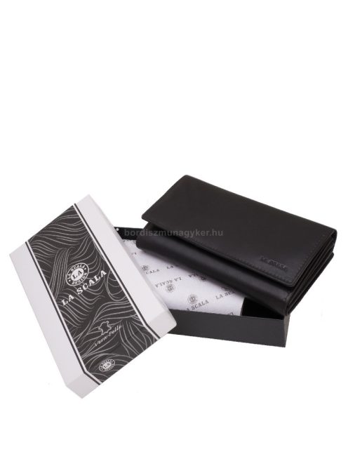 La Scala CVF155 fekete hátul kártyatartós bőr női pénztárca