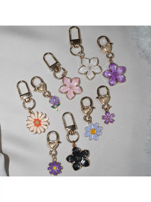 Zsákbamacska - Virág mintájú kicsi táskadísz és kulcstartó