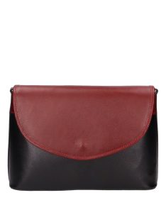 Olasz bőr 1114 áthajtós fekete bordó női válltáska