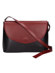 Olasz bőr 1114 áthajtós fekete bordó női válltáska