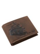 GreenDeed valódi bőr férfi pénztárca klasszikus vonat mintával REVO1021 barna