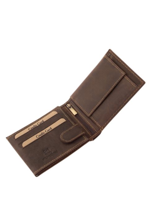 GreenDeed valódi bőr férfi pénztárca klasszikus vonat mintával REVO1021 barna