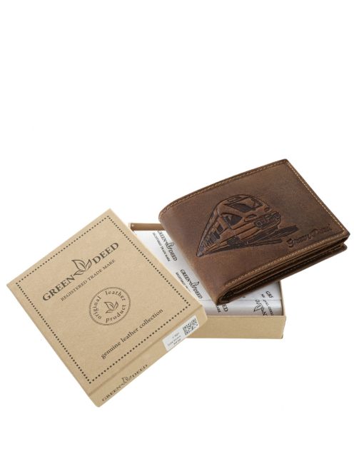 GreenDeed valódi bőr férfi pénztárca modern vonat mintával UJVO1021
