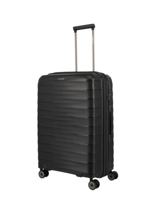 Travelite MOOBY M fekete bővíthető közepes méretű bőrönd