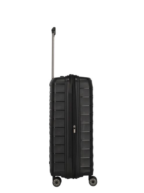 Travelite MOOBY M fekete bővíthető közepes méretű bőrönd