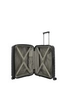 Travelite MOOBY M fekete bővíthető közepes méretű bőrönd