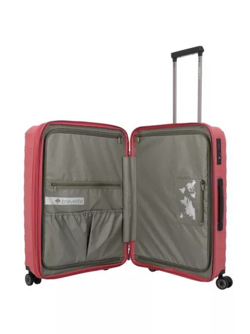 Travelite MOOBY M piros bővíthető közepes méretű bőrönd