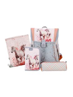 ABC123 lovas lány iskolatáska szett elsősöknek 4 részes