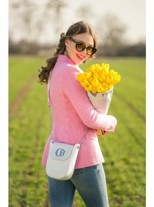 Chiara rostbőr táska K 773 fehér rózsa