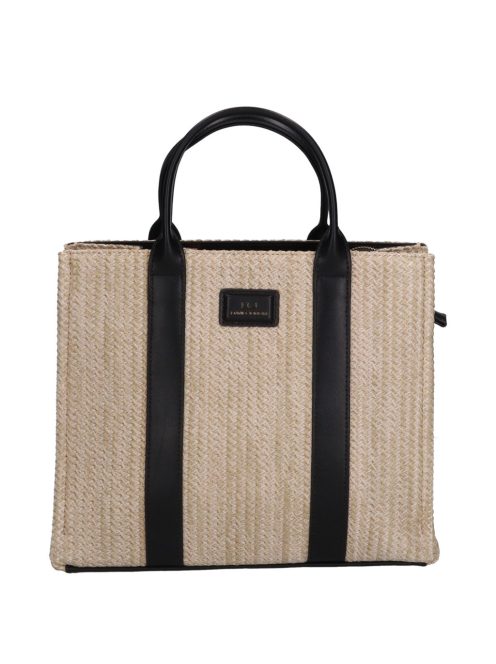 David Jones szalma kézitáska CM6960A fekete bézs
