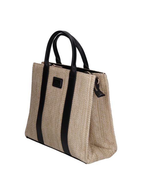 David Jones szalma kézitáska CM6960A fekete bézs