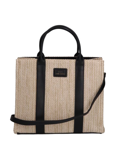 David Jones szalma kézitáska CM6960A fekete bézs