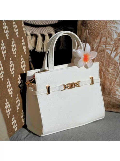 Virág alakú hajcsat és táskadísz fehér narancs