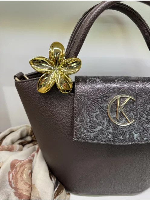 Virág alakú hajcsat és táskadísz arany