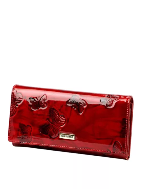 Gregorio lakk bőr pénztárca BTS-106 piros lepkés