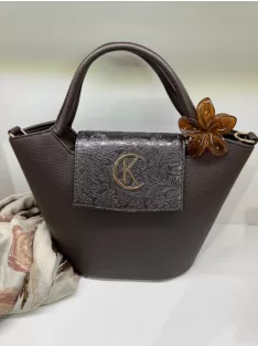 Virág alakú hajcsat és táskadísz barna