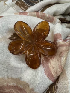 Virág alakú hajcsat és táskadísz barna