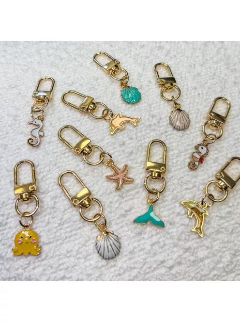 Zsákbamacska - kagylós kicsi táskadísz és kulcstartókagylós 