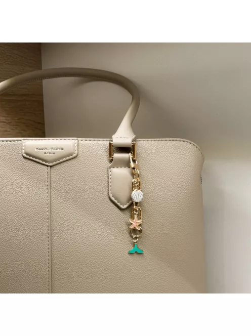 Zsákbamacska - kagylós kicsi táskadísz és kulcstartókagylós 