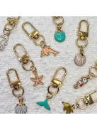 Zsákbamacska - kagylós kicsi táskadísz és kulcstartókagylós 