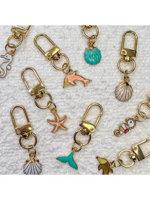 Zsákbamacska - kagylós kicsi táskadísz és kulcstartókagylós 