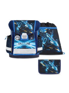 Belmil Fastline kék autós elsős iskolatáska szett