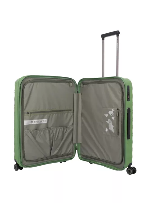 Travelite MOOBY M zöld bővíthető közepes méretű bőrönd