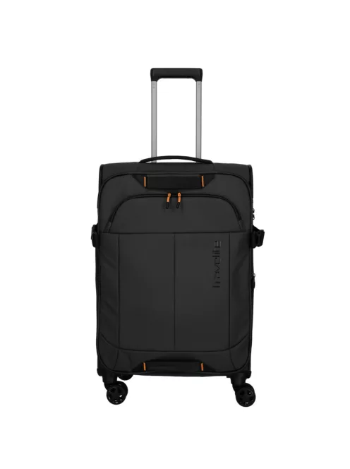 Travelite Briize M fekete bővíthető közepes méretű bőrönd