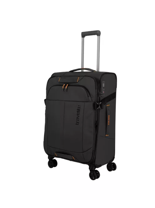 Travelite Briize M fekete bővíthető közepes méretű bőrönd