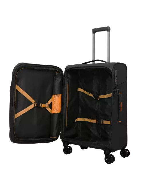 Travelite Briize M fekete bővíthető közepes méretű bőrönd