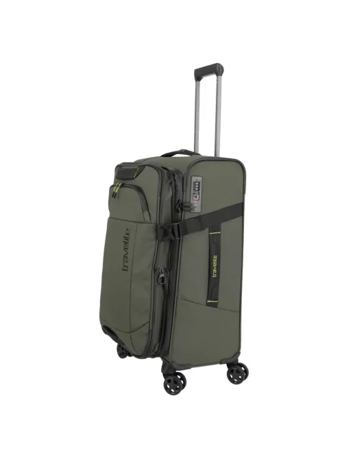 Travelite Briize M khaki bővíthető közepes méretű bőrönd