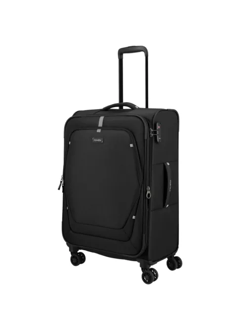 Travelite Umbria M fekete bővíthető közepes méretű bőrönd