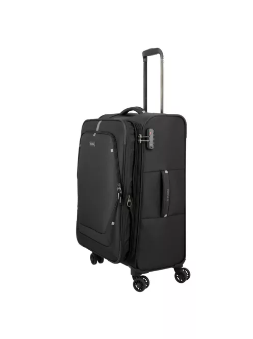 Travelite Umbria M fekete bővíthető közepes méretű bőrönd
