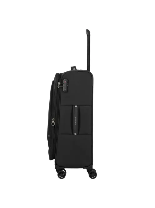 Travelite Umbria M fekete bővíthető közepes méretű bőrönd