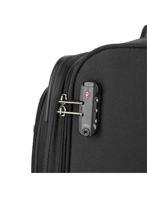 Travelite Umbria M fekete bővíthető közepes méretű bőrönd