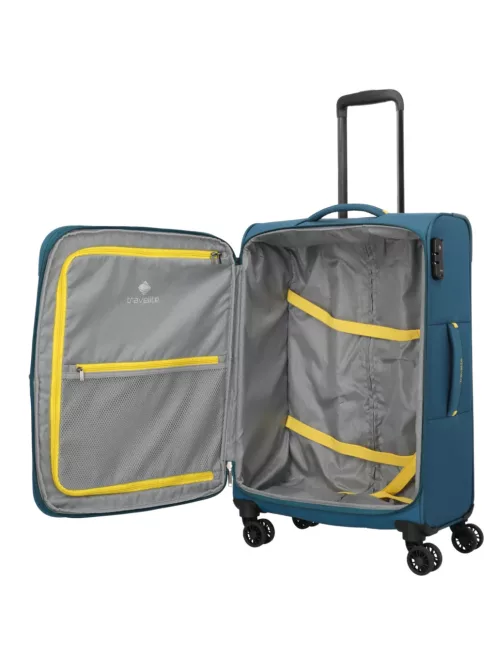 Travelite Umbria M petrol bővíthető közepes méretű bőrönd