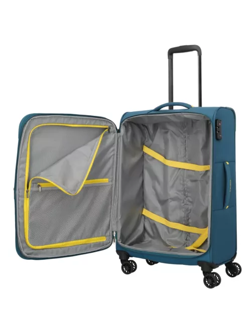 Travelite Umbria M petrol bővíthető közepes méretű bőrönd