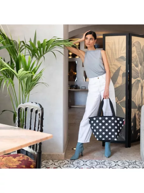 Reisenthel ZS7075 shopper M glossy dots black női válltáska