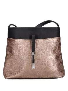Karen rostbőr táska D 099 fekete bronz virágos