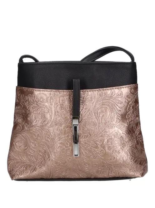 Karen rostbőr táska D 099 fekete bronz virágos