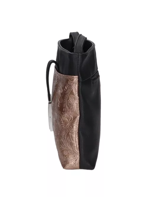 Karen rostbőr táska D 099 fekete bronz virágos