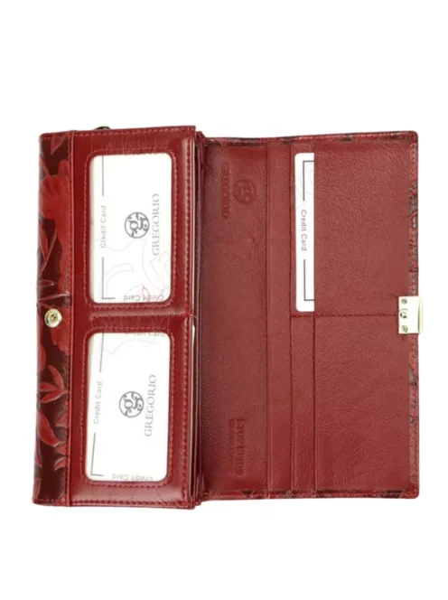 Gregorio HL122 piros bőr női pénztárca