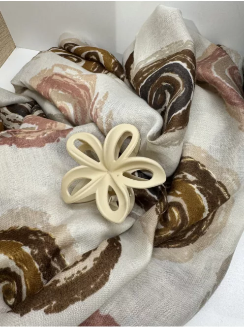 Virág alakú hajcsat és táskadísz bézs