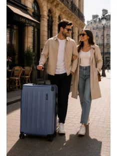 Travelite Dynamic XL extra nagy méretű bőrönd Denimblue