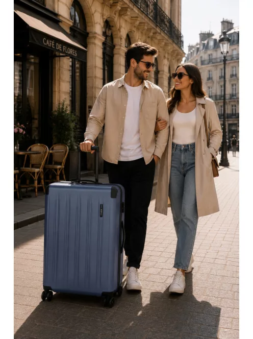 Travelite Dynamic XL extra nagy méretű bőrönd Denimblue