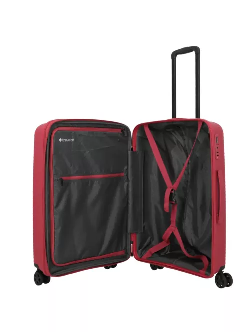 Travelite Air Striple M piros bővíthető közepes méretű bőrönd